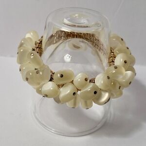 Vintage 50's Napier Moonglow Beaded Bracelet OffWhite